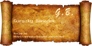 Gurszky Benedek névjegykártya